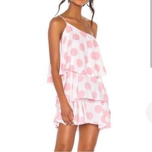 Lovers and Friends Polka Dot white and pink getaway dress